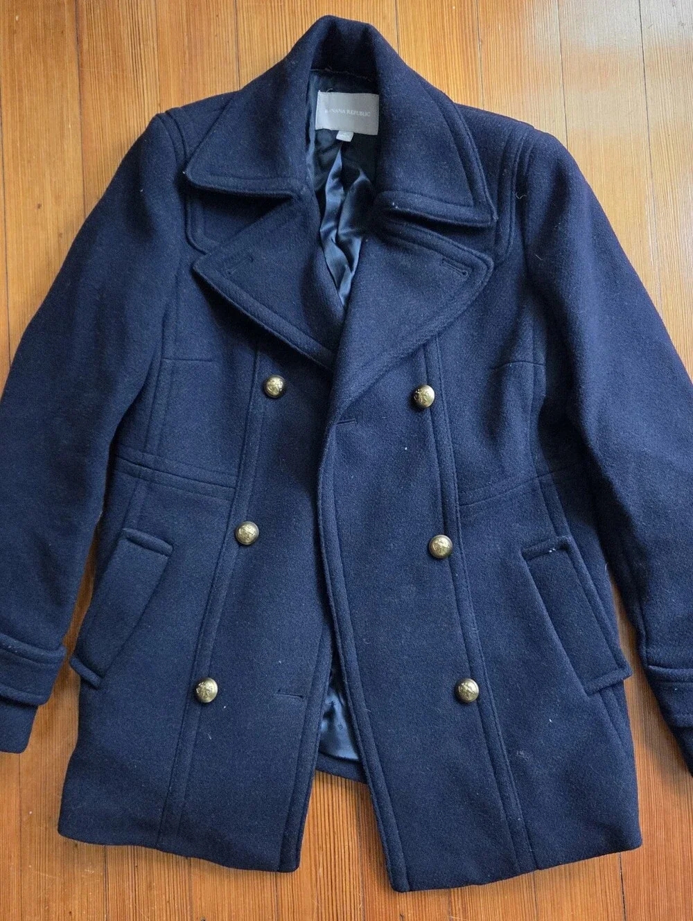 Banana Republic 🧥Navy Double-Breasted Peacoat with Gold Buttons